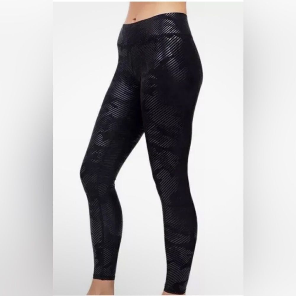 Terez Black Foil Camo Print Leggings